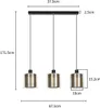 A diagram of a three-light pendant lamp with dimensions. Produktbild-Vorschau