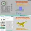 A split image showing two different 3D printing software interfaces and examples of 3D models. Produktbild-Vorschau