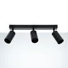 A black three-light ceiling spotlight fixture is shown against a white background. Produktbild-Vorschau