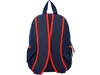 The back view of a blue backpack with red trim. Produktbild-Vorschau