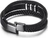 Schwarzes Lederarmband mit Stahlelementen, 21 cm Produktbild-Vorschau 5