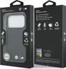 The image shows the front and back of a black product box for a BMW M mobile phone accessory. The front of the box displays a clear window showing the phone case inside, along with branding and feature icons. The back of the box features product informatio Anteprima dell’immagine prodotto