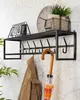Wandregal mit Hakenleiste 21x80x23 cm Metall schwarz Loft Produktbild-Vorschau 10