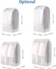 A collage of four different sizes of garment bags, with dimensions shown for each. Náhľad obrázku produktu