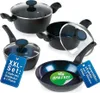 A set of cookware, including pots and a frying pan, arranged on a white background. Anteprima dell’immagine prodotto