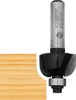 A router bit and a piece of wood showing the profile it creates. Produktbild-Vorschau