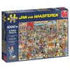 The image shows the front of a puzzle box with a detailed illustration of a crowded scene. Produktbild-Vorschau