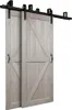 Two sliding barn doors with black hardware against a white background. Náhled obrázku produktu