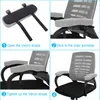 A collage of four images showing the steps to attach armrest pads to a chair. Náhled obrázku produktu