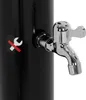 A close-up of a black water dispenser with a silver faucet and a warning symbol. Produktbild-Vorschau