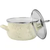 A speckled beige pot with a glass lid. Produktbild-Vorschau