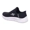 A side view of a black Skechers slip-on shoe with a white sole. Náhľad obrázku produktu