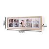 A long, narrow collage picture frame with multiple photo slots, displayed on a white background with dimensions indicated. Podgląd zdjęcia produktu