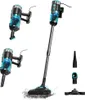 A cordless vacuum cleaner with various attachments, displayed against a white background. Produktbild-Vorschau