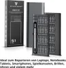 A product shot of a precision screwdriver set and its packaging, with descriptive text below. Produktbild-Vorschau