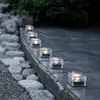LED Solarkerzen Icecube - Eiswürfelform - warmweiße LED - Lichtsensor - transparent - 3er Set Podgląd zdjęcia produktu