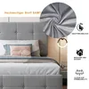 A bed with a headboard and pillows, with close-up views and feature callouts. Náhľad obrázku produktu