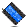 A diagonally oriented battery with a honeycomb pattern on its surface and a blue label with text in German and English. Produktbild-Vorschau