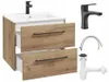 A bathroom vanity with a sink, faucet, and plumbing accessories, displayed against a white background. Podgląd zdjęcia produktu