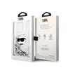 A product packaging for a Karl Lagerfeld iPhone 14 Pro Max case, showing the case inside the packaging and details on the side. Produktbild-Vorschau
