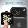 A finger is shown placing a camera lens protector onto the camera module of a smartphone. Produktbild-Vorschau
