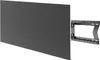 A dark gray rectangular panel is shown next to a black metal TV wall mount bracket. Produktbild-Vorschau