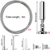 A product image displaying a set of metal curtain wire with various accessories and their dimensions. Produktbild-Vorschau