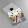 Wanduhr - Quadrat - Glasuhr - Düne Strand Meer - 30x30cm - Produktbild-Vorschau 2