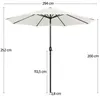 A diagram showing the dimensions of a white umbrella. Produktbild-Vorschau