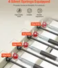 Close-up view of springs and handles of a fitness device, with text overlays highlighting features. Voir les images du produit