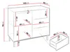 A diagram showing the dimensions of a dresser. Náhľad obrázku produktu