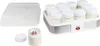 A yogurt maker with multiple glass jars and a transparent lid, shown on a white background. Anteprima dell’immagine prodotto