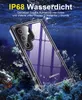A smartphone case is shown submerged underwater, surrounded by coral and fish, highlighting its waterproof capabilities. Produktbild-Vorschau