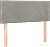 A headboard with two wooden legs, shown against a white background. Produktbild-Vorschau