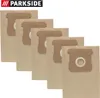 A group of five paper vacuum cleaner bags are arranged in a staggered formation against a white background. Produktbild-Vorschau