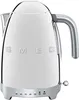 A white Smeg kettle with silver accents is shown against a white background. Voir les images du produit