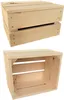 Two stacked wooden crates are shown in the top image, and a single wooden crate is shown in the bottom image, against a white background. Produktbild-Vorschau