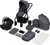 A collection of baby travel system components laid out on a white background. Produktbild-Vorschau