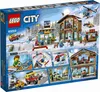 The image shows the packaging of a LEGO City Ski Resort set, with various scenes and details of the set depicted. Anteprima dell’immagine prodotto