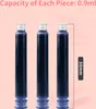 Three ink cartridges are shown standing upright against a light pink background. A dashed line indicates the length of one cartridge, with the measurement '50mm' displayed next to it. Text at the top of the image states 'Capacity of Each Piece: 0.9ml'. Náhľad obrázku produktu