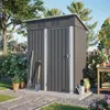 A garden shed with gardening tools and supplies in a backyard setting. Produktbild-Vorschau