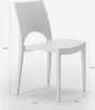 A white chair with dimensions indicated by lines and text. Produktbild-Vorschau