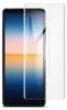 A screen protector is shown placed over a smartphone screen. Produktbild-Vorschau
