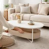 Relaxdays Couchtisch, mit Stoffkorb, oval, Beistelltisch Produktbild-Vorschau 5