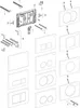 An exploded diagram showing the components of a Geberit Delta50 flush plate system. Produktbild-Vorschau