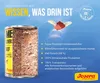 A cut-open can of dog food with text and logos on a blue background. Produktbild-Vorschau