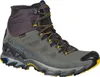 Herren-Wanderschuh "Ultra Raptor II Mid Leather GTX" von La Sportiva in Grau mit gelben Akzenten und Schnürung. Produktbild-Vorschau