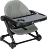 A studio shot of a gray and black baby booster seat. Voir les images du produit