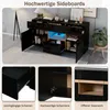 LED-Sideboard - 140x40x70 cm, Schwarz und Holzfarbe - Produktbild-Vorschau 8
