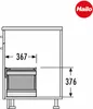 A technical drawing of a waste bin system with dimensions indicated. Produktbild-Vorschau